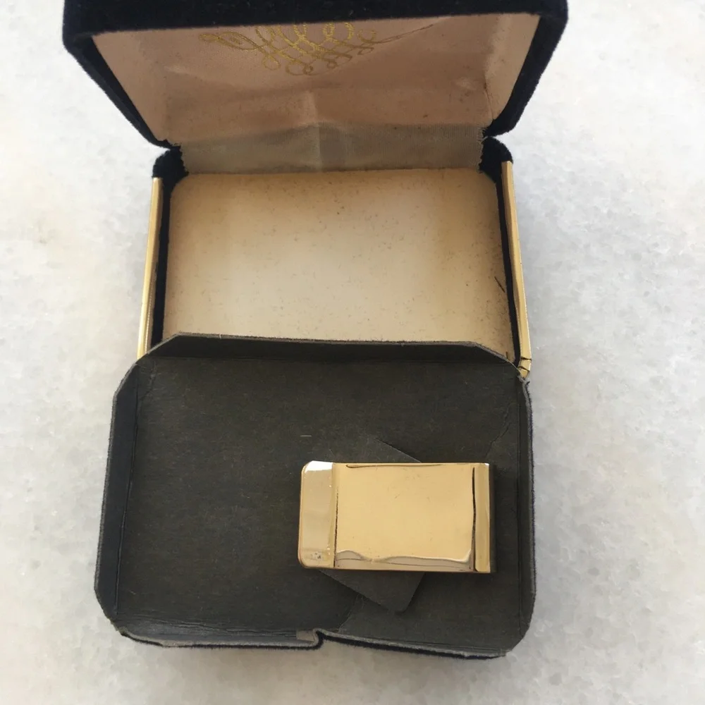 Gold-tone Engraved Money Clip - Classic Striped Design